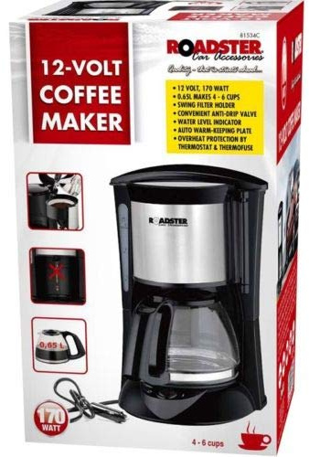 BARGAINS-GALORE 12 Volt Coffee Maker - 140 Watt Drinking Gift Set | 4-6 Cups Hot Drinks Machine Car Caravan Home Office | Travel Camping Hiking Indoor Outdoor, Multi Use