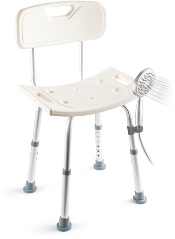 Dr. Kay's Adjustable Height Shower Chair Seat for Inside Shower, 350 lbs Heavy Duty Bathroom Stool for Bathtub, Safety Bath Bench with Backrest for Elderly and Disabled