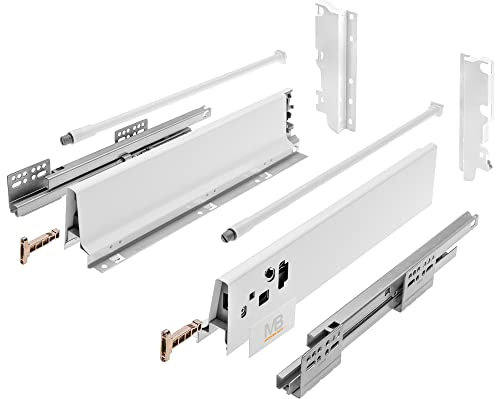 GTV - Modern Box Schublade I L=500mm H=210 mm I Weiss I Leises Schließen I Belastung bis zu 40 kg I Einfache Installation I Synchronisation des Fahrweges der Führungen I PB-D-KPL500C1