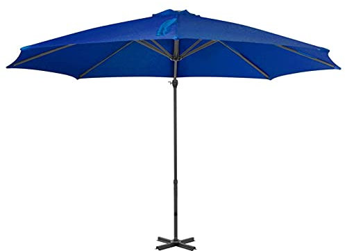 Tidyard Parasol,déporté et mât en Aluminium,Parasol déporté inclinable,Parasol de Plage Anti UV,Parasol déporté inclinable,Protection UV, Bleu azuré 300 x 238 cm (Diamètre x H)