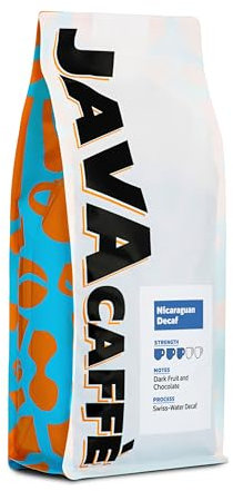 Java Caffè Nicaragua Decaf Ground Coffee 1kg, 100% Arabica Full Medium Roast, Hand Roasted In The UK For Cafetieres & Filters