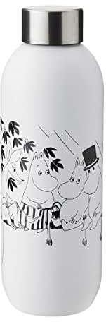 Stelton Thermosflasche Keep Cool - Thermo-Trinkflasche - Doppelwandige Isolierkanne - Moderner Design-Thermobecher für Wasser, heiße & kalte Getränke, Kaffee, Tee - 0,6 Liter, Weiß/Moomin