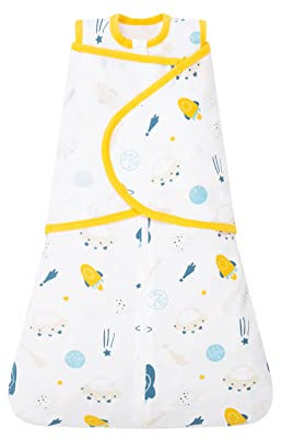 E-RIDES Baby Pucksack Puckdecke Pucktuch aus 100% Baumwolle, 0-3 Monate Wickel-Decke Wickelschlafsack Swaddler Schlafsack Decke für Säuglinge Babys Neugeborene,(Luftfahrt/0.5 Tog,Small)