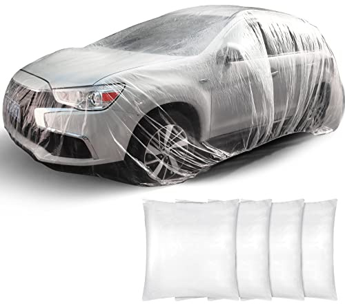 Tallew 4 Pcs Universal Plastic Car Cover Bulk, 12. 5 x 21. 7ft