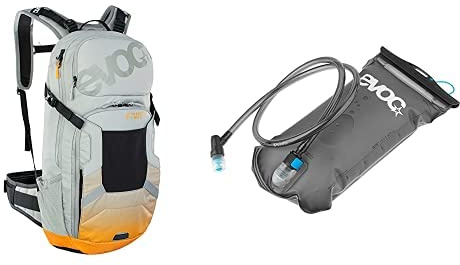 EVOC FR ENDURO E-RIDE 16 E-Bike-Rucksack HYDRATION BLADDER 1,5 Trinkblase für den Rucksack (incl. Fach für Ersatzakku, Gurtfixierungs-System, Rückenprotektor), Steingrau/Hellorange/Carbon Grau