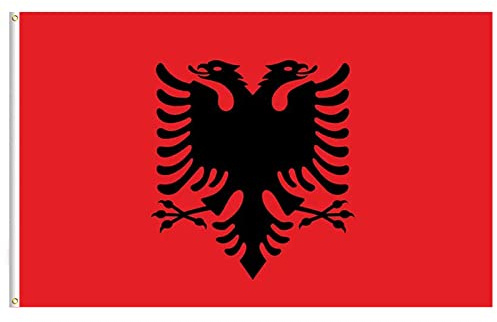 Lixure Flagge Albania 120x180cm Albanian Flag Albanische Fahne -Polyester, Digitaldruck, lebendige Farbe, lichtbeständig, doppelt genäht, mit Messingösen für Garten Innen- Außenbereich