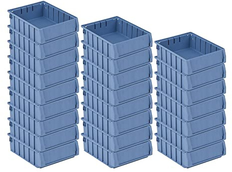 SuperSparSet 24x Regalkasten 300 BN mit Etikett & Schutzhaube | HxBxT 9x23,4x30cm | 4,4 Liter | Sichtlagerkasten, Sortimentskasten, Sortimentsbox, Kleinteilebox