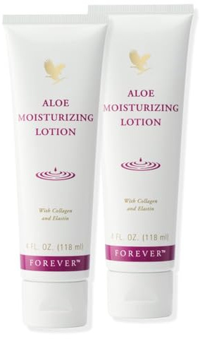Forever Living - Aloe Moisturizing Lotion - (2 x 118ml) | Enthält Aloe Vera, Kollagen und Feuchtigkeitsspender; glutenfreie Hand- und Körperlotion; zwei Flaschen für die tägliche