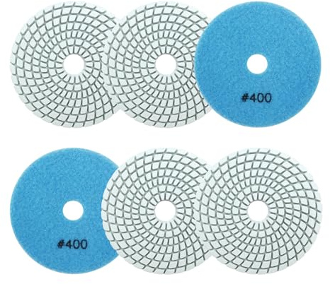 SANLEETEK Nass Diamant Polierpad 100mm 6 Stücke Körnung 400 | Diamant Polierscheiben Diamant Schleifpad diamond polishing pads für Granit Marmor Kunststein Quarz für Winkelschleifer