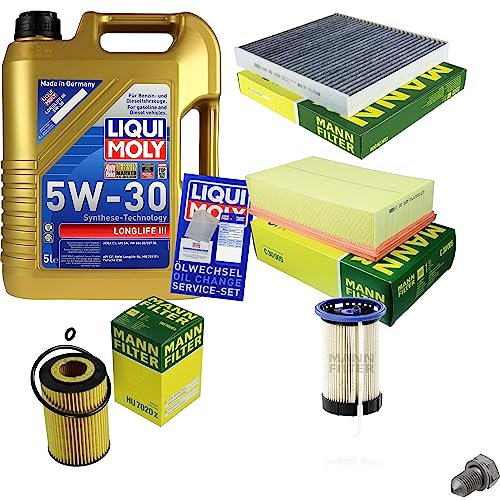 EISENFELS Inspektionspaket Wartungspaket Filterset mit 5 L Motoröl 5W-30 Ölfilter, Luftfilter, Kraftstofffilter, Innenraumfilter, Verschlussschraube