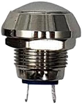KANDUO 1 Uds. Interruptor de botón de Metal de reinicio de 12mm IP65 Resistente al Agua sin luz 220V Interruptor de aleación de Plata pequeño de Uso General (Color : ARC Head, Size : Soldering Foot)