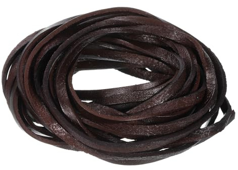 sourcing map Cordón de cuero plano de 4 mm, tiras de cuero de 2 mm de grosor, cuerdas de cordones para manualidades, pulseras, correas de bolso (café)