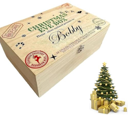YAERLE Night Before Christmas Christmas Santa Gift Box with Lock，Personalized Christmas Eve Box, 2024 New Wooden Creative Christmas Evegift Box, Luxury Box