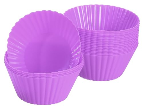 sourcing map 18Pcs Silicone Cupcake Liners, Non-Stick Baking Cups, for Cooking Eggs, Baking Muffins and Make a Cake(Purple)