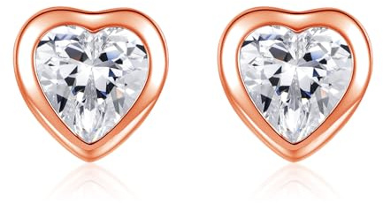 Deyanse Silber Ohrstecker für Damen, 925 Sterling Silber Herz Rund Stern Ohrstecker Ohrringe, Hypoallergen Flache Ohrringe Stecker mit Zirkonia, Klein 5mm Schlafen Knorpel Ohrstecker mit Geschenk Box