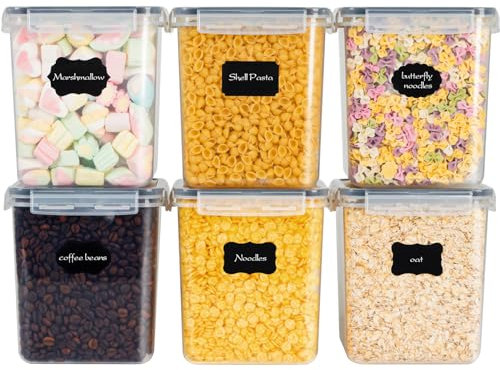 MUUKAIII 2,5L Vorratsdosen Mit Deckel Luftdicht, 6er Vorratsdosen Set, BPA Frei, Müsli Schüttdose & Frischhaltedosen, Vorratsbehälter Set für Getreide, Mehl, Zucker Alle Trockenen Lebensmittel