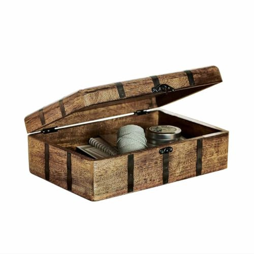 Loberon Deko-Box Dennis Port, braun/schwarz | mit Schöner Maserung, Schicker Industrial-Look, Zeitloser Charme, Aufbewahrung, Mangoholz, Eisen