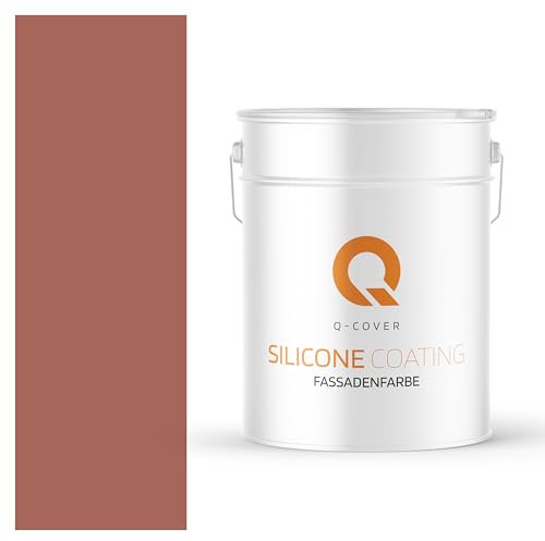 Q-COVER Fassadenfarbe 10 L Ziegelrot Silikonharz Fassadenfarbe Außen Wandfarbe Wetterfest