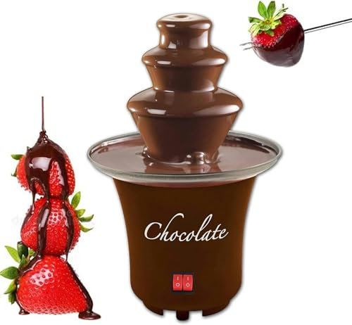 FLTRGO Fontana di Cioccolato, Mini Fontana di Fonduta di Cioccolato con Macchina per Fusione Elettrica a 3 Livelli, Facile da Montare, Ideale per Feste di Compleanno, Buffet, Riunioni di Famiglia