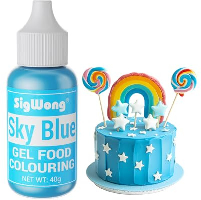 Gel Food Colouring Set, 40g Food Colouring Gel Paste for Baking, Vibrant Neon Food Coloring Dye for Slime, Icing, Cake, Odorless Food Colour for Drinks, Easter Egg, Fondant, Cookie-Sky Blue