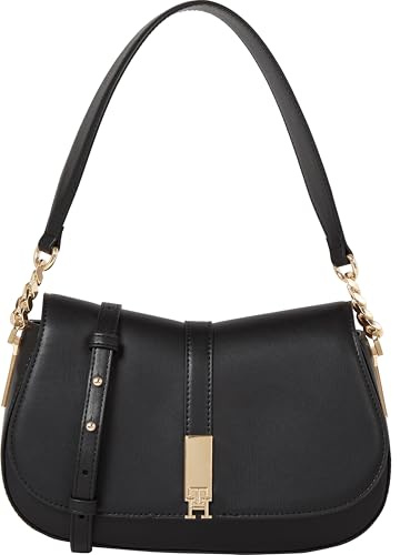 Tommy Hilfiger Leather Saddle Shoulder Bag With Removable Crossbody Strap Satteltasche