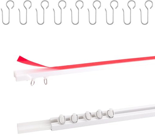 INCREWAY Binario per tenda da soffitto o parete, adesivo per soffitto, divisorio per stanza, senza trapano, senza viti, ganci per tende da bagno e doccia