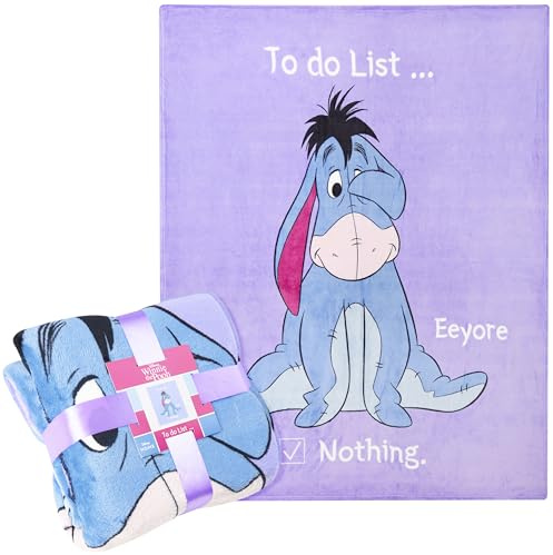 Disney Eeyore Kuscheldecke Flauschig 150x130cm, Fleecedecke Klein Warme Wohndecke Bunt für Bett, Couch Gemütliche Winterabend, Geschenk Ideen