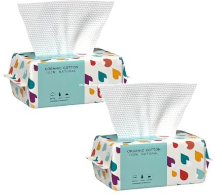 Gesichtsreinigungstücher, 100 biologisch abbaubare Einweg Hautpflegetücher für empfindliche Haut, fusselfreie Abschminktücher,Einweg-Handtücher, Gesichtswaschlappen (2pack)