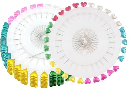 Trimming Shop Stora färgade hjärtformade pärlhuvudstift pärlformade raka nålar för quiltning, sömnad, klädtillverkning, gör-det-själv-hantverk, halsduk, hijab och blomdekoration, 55 mm, paket med 10