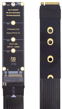 xiwai NGFF M-Key NVME SSD Extender Karte mit PCI-E 4.0 Flexibles PCI-Express-Verlängerungskabel, 30 cm Riser-Adapter für Mainboard SSD 2230/2242/2260/2280