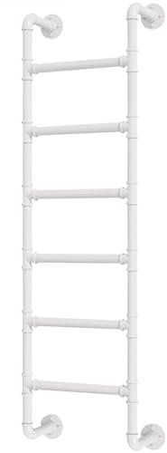 Lonmrrton Weiße Etagenbettleiter aus Schmiedeeisen – 55/63/71/79/83/91 Höhe Eingangs- und Ausstiegsleiter Wandmontage Fensterbrunnenleiter Notfall-Feuerkletterleiter(240cm/94in)