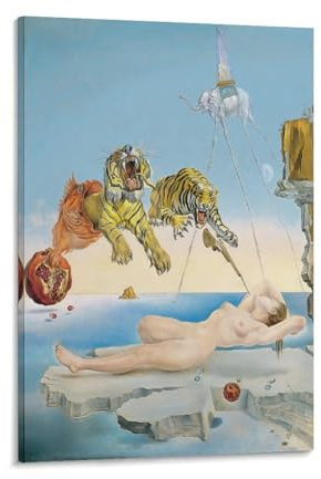 Salvador Dali Wandkunstdrucke, Gala und der Tiger, Kunstposter, Kunstdruck, Poster, Wandkunst, Gemälde, Leinwanddekoration, Heimposter, 30 x 45 cm