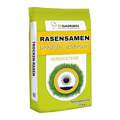 eGraden Trockenresistente Rasensamen 25kg – Hochgradig widerstandsfähige Grassaat für trockene Böden | Perfekt für 1000m²