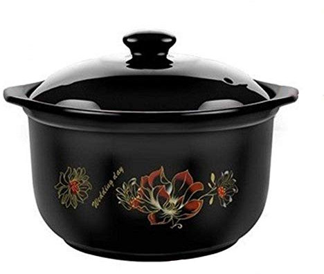 KXQYIKYI Keramik-Topf-Kochen-Lehm Auflauftopf Terrakotta Eintopftopf Hochtemperaturfestigkeit, köstliches Upgrade, Reichhaltige Ernährung, wesentlich für die Küchenkapazität 1L_Black