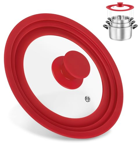 Universal Lids for Pots, Pans and Skillets, Replacement Pan Lid with Tempered Glass and Heat-Resistant Silicone Edge, Fits 6, 7,8 Cookware, Durable Frying Pan Cover