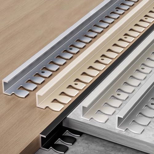 Fcmeavo Fliesenprofil Übergangsleiste Aluminiumlegierung Abschlussprofil 3 Stück 90cm Biegbar Kantenschutz Profil Bodenübergangsleisten Türschwellen Leiste Feuchtigkeits und Wasserdicht(Creme,8.5mm)