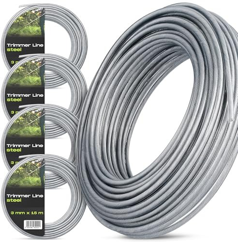 Instalguru 4X Hilo Cortabordes 3 mm 15 m Nylon Reforzado Acero Desbrozadora Carrete Trimmer Línea Césped Bordes Jardín Alta Resistencia Larga Duración Corte Preciso Profesional