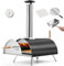 Warmiehomy Outdoor Pizza Oven, 12 Wood Fired Pizza Oven with Temperature Gauge & Pizza Stone & Pizza Peel, Portable Stainless Steel Pizza Grill, Wood Pellets Ovens for Backyard Party, Black