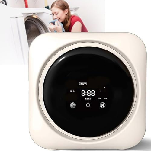 McbeAn Mini Washing Machine, 170W Full Automatic Washing Drying Machine with Touch Screen, 4 Major Programs, Stainless Steel Inner Tube, Smart Self-cleaning, for Home Hotel