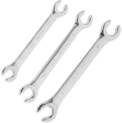 3 Pcs Metric Spanner Set Double End Open Ring Spanner Set Chrome Vanadium Steel Combination Spanner Sets Brake Line Spanner Wrench Sets Combination Wrench Metric 10mm - 17mm for Mechanics