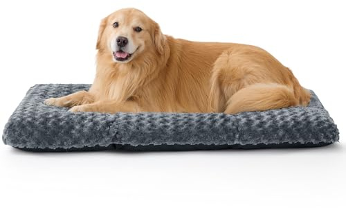 BEDSURE Hundebett XXL Waschbar - abnehmbare Abdeckung hundematte, wirbelnde Hundekissen mit Sanfte Unterstützung, bürstenplüsch Hundematratze Rutschfester, Hundebett für Grosse Hunde, grau,119x74x9cm