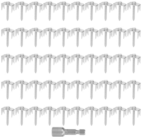 50PCS Stainless Steel Fence Staples, Reusable Heavy Duty Fixing Screw Nails Cats Claw Fasteners Fence Screws for Farm Garden Use