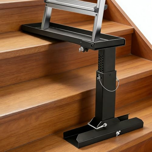 Yalitrca Ladder Leveller for Stairs, Heavy-Duty Foldable Ladder Extender, Non Slip Stair Ladder Extension, Adjustable Ladder Leveler/Leg Leveller, Steel Non-Slip Ladder Support