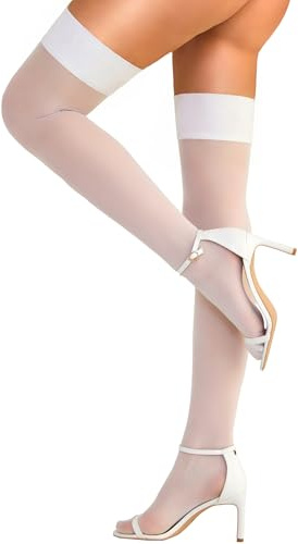 RSLOVE Women Hold Up Stockings - Sexy Thigh High Stay Up Suspender Stockings Silky Silicone