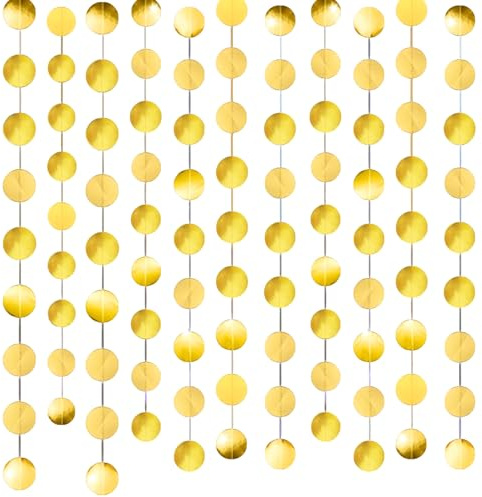 Glitzer Girlande Gold Party Deko 4 Stück 4m Papier Girlande Geburtstag Hängende Deko Party Runde Garland Girlanden Kreis Banner