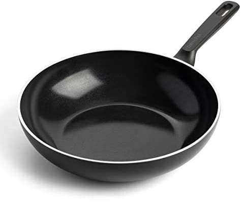 GreenPan Memphis Padella Wok in ceramica antiaderente sana da 28 cm/3,6 litri, senza PFAS, induzione, lavabile in lavastoviglie, nero