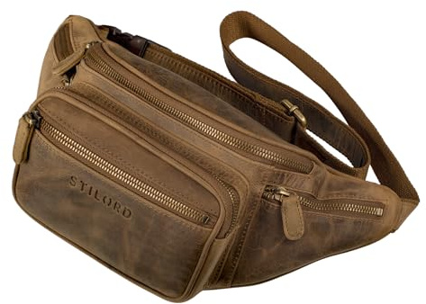 STILORD große Leder-Bauchtasche Cognac - Vintage Gürteltasche für Herren, Damen & Kinder - Retro Hüfttasche für Jogging, Festival, Urlaub Caspar