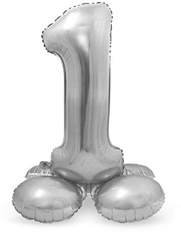 Folat - Folieballong med basnummer 1 Silverfärgad - 72 cm