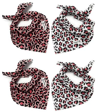 lilopard® Girl's Collection | Leoprint Dreieckstücher für Babys und Kleinkinder | 4 Stück im Set | Pink | 100% Baumwolle | Latz, Lätzchen, Halstuch