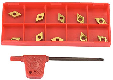Herramienta de torneado de torno de 10 piezas, insertos CNC, hoja de inserción de carburo, DCMT070204 US735 DCMT21.51 CNC recubierto de carburo inserto herramienta de torneado con llave